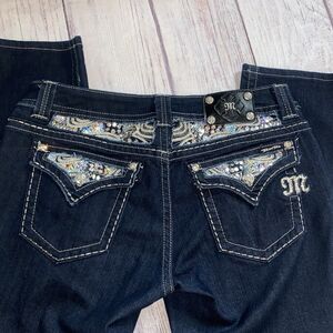 Miss Me Jeans Womens 34 Cropped Skinny JE5758Y3 Bling Rhinestone Sequin Y2K